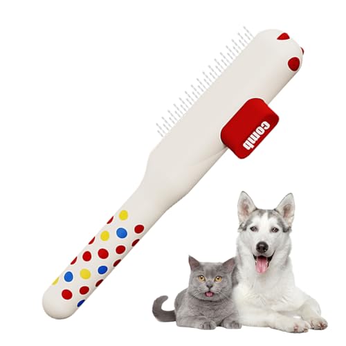 Cat Grooming Comb - Self-Cleaning Non-Slip Brush Supplies with Metal Teeth | Pet Comb for Cats,for Dog Puppy Animals Indoor Home Shedding