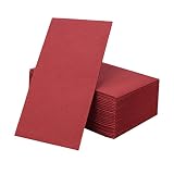 Linen Feel Disposable Guest Hand Towels - Paper Hand Towels for Guest Bathroom, Burgundy Paper Hand