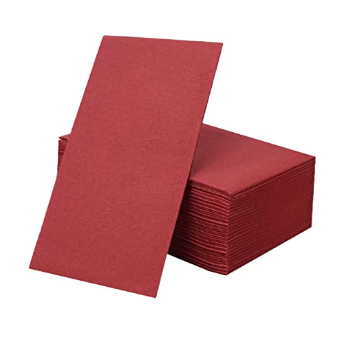 Linen Feel Disposable Guest Hand Towels - Paper Hand Towels For Guest Bathroom, Burgundy Paper Hand Towels For Bathroom, Kitchen, Weddings, Or Events - 100 Pack Posh Setting #TOP6