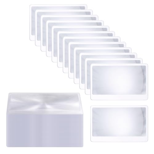 100 lentes Fresnel delgadas, lupa de bolsillo tamaño tarjeta de crédito, lente de aumento portátil para lectura, tarjetas de lente de aumento de 3.3 x 2.2 pulgadas