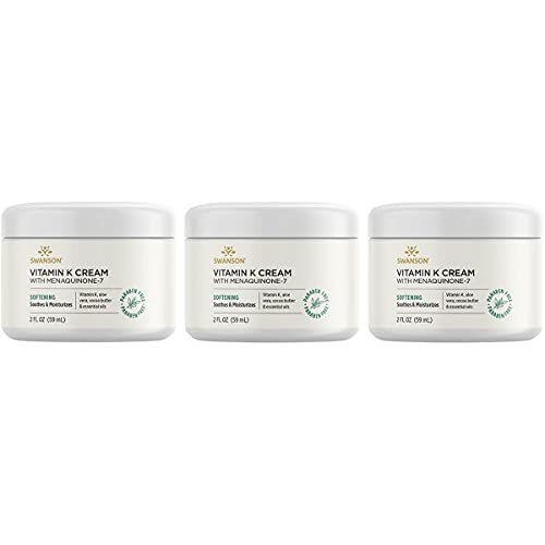 Swanson Vitamin K Cream with Menaquinone-7 - Eye Cream to Help Minimize The Appearance of Dark Circles Under The Eyes - Topical Cream to Help Nourish and Brighten The Skin - (2 Fl Oz) 3 Pack