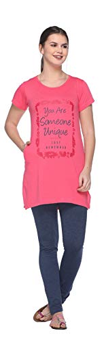 Image of In Love Women's Printed Cotton Plus Size Longline T-Shirt Half Sleeve with Pockets Pack of 2