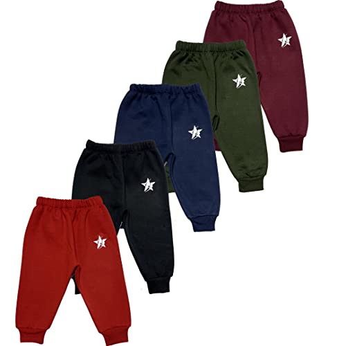 Image of STARLATH Baby Kids Warm Fleece Pajama Pants, Winter Wear Trackpants for Baby Boys and Girls (Pack of 5) (18-24 Months) |Fit Type: Regular Fit, Multicolour