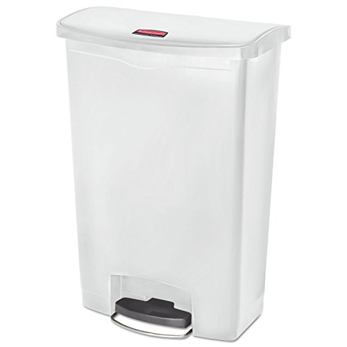 Image of Rubbermaid Commercial Products Streamline Slim Step-On Plastic Trash Can, 24 Gallon, White, Hands-Free Garbage Can for Medical Waste in Hospitals /Lab /Emergency /Patient Rooms