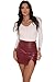 GUANYY Faux Leather Skirts for Women High Waisted Zipper Side Slit Pencil Suede Mini Pencil Skirt Burgundy Large