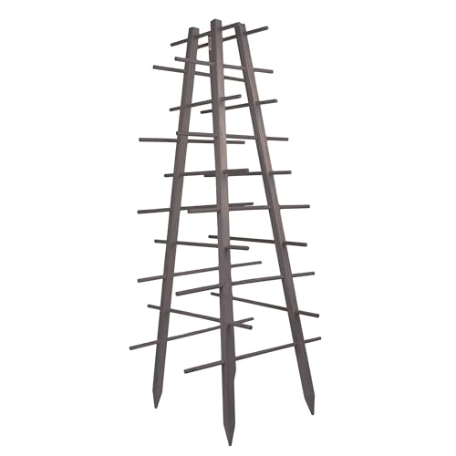 UNUS Rankturm Pyramide aus Holz, 143,5 cm hoch, grau, Wetterfeste...