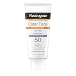 Neutrogena Clear Face Sunscreen Lotion for Acne-Prone Skin, Broad Spectrum SPF 50, Sunscreen for Face & Oily Skin, Oil-,Fragrance- & Oxybenzone-Free, Water Resistant, Matte, Unscented, 3 Fl Oz
