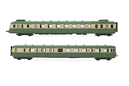 Jouef HJ2429 SNCF, diesel railcar RGP II X 2719 + trailer XRAB 7708, green-beige livery, with smoke shields, new logo - Image 2
