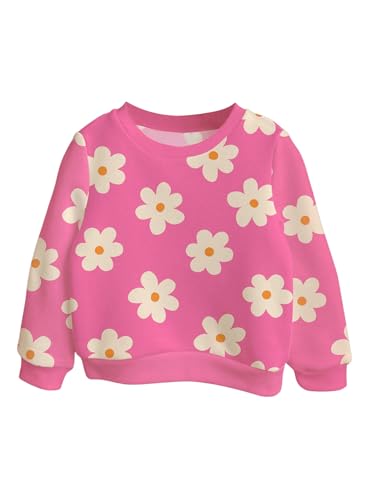 WDIRARA Toddler Girl's Floral Graphic Sweatshirt Crewneck Long Sleeve Pullover Cute Tops