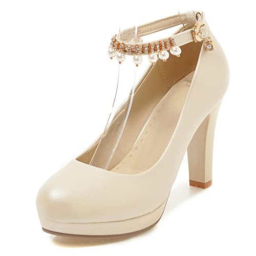 Escarpins talon carré beige anti-fatigue pour rester debout en soirée taille 40.5