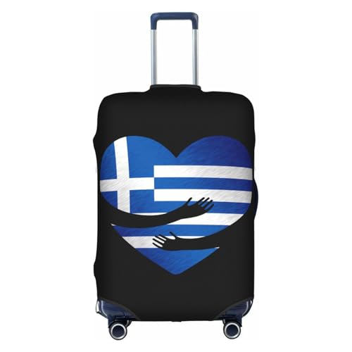 Travel Luggage Cover Greece Greek Flag Heart Fashion Washable Baggage Suitcase Protector Fit For Luggage X-Large