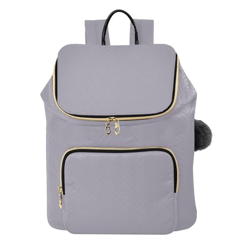 Mochila para mujer antirrobo impermeable de nylon con pompón decorativo para uso diario
