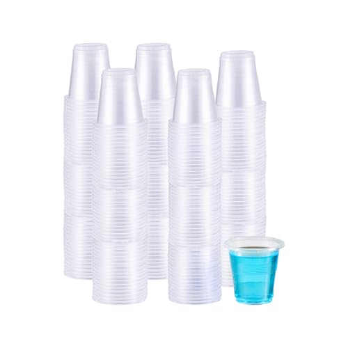 Jaluxing 500 Pack 3.5 OZ Clear Plastic Cups, Small Disposable Mouthwash Cups, 3.5 Ounce Bathroom Cups