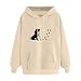 KOG Hoodie Damen Baumwolle Kapuzenpullover Hunde-Print Hooded Sweatshirt 2025 Kleidung Frau Oberteile Casual Langarmshirt Mode Warmes Große Größen Hoodies Sweatshirt mit Kapuze Khaki L