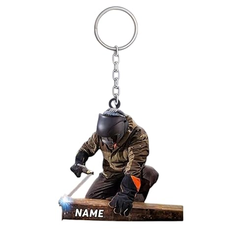 Personalized Welder Keychain – Custom Name Flat Welding Equipment Key