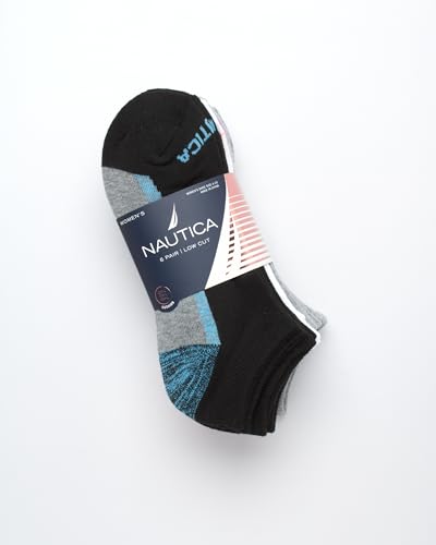 Image of Nautica Womens No Show Athletic Low Cut Socks 6 Pack | Moisture Wicking Dri-Motion Fabric, Cushioned Key Areas, Banded Arch Support, No Show Low Cut, Shoe Size 4-10