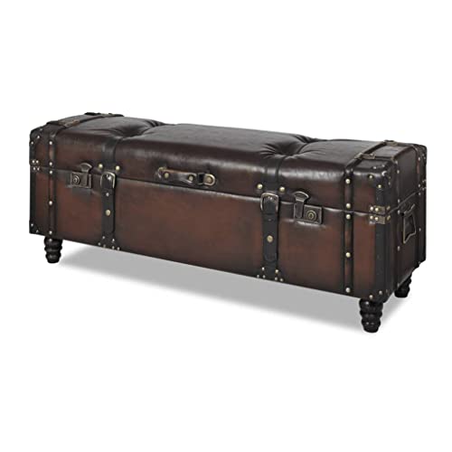 Banc rembourré avec 3 coffres marron de rangement et 2 tabourets - 7