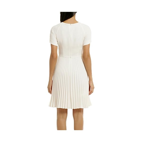 WOOSEA-Womens-Elegant-Pleated-Short-Sleeves-Cocktail-Party-Swing-Dress WOOSEA Women's Elegant Pleated Short Sleeves Cocktail Party Swing Dress White