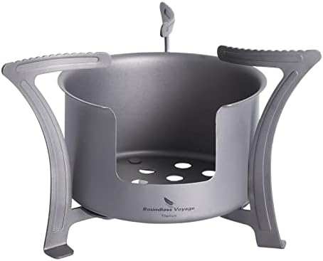 iBasingo Mini Titanium Spirit Stove Alcohol Heater Wood Burner with Stand Outdoor Camping Hiking Backpacking Furnace Tourist Cooker Survival Trekking Hiking Supplies Ti2012C