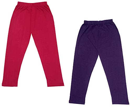 Image of IndiWeaves Girls Super Soft Cotton Solid Capri Pants (Wine, Magenta, 14-16 Years) Pack of 2