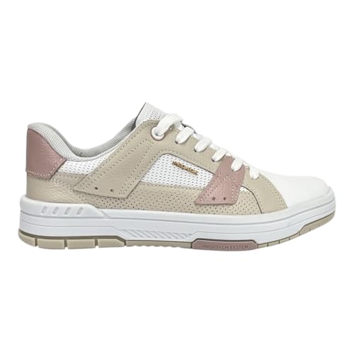 Tênis Pegada Feminino London em Couro 212603 Branco/Linho/Rosa