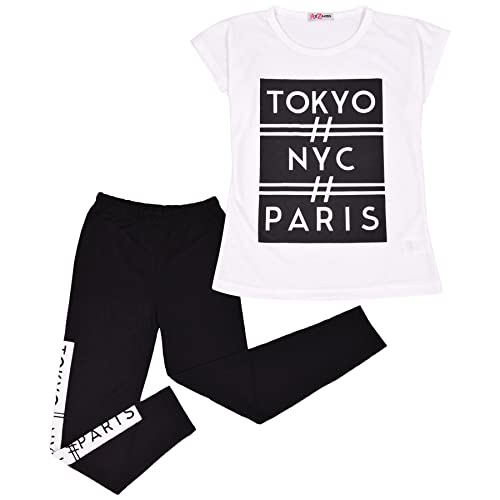 Ensemble Fille T Shirt et Legging Noir Vêtement Souple Évitant les Inconforts