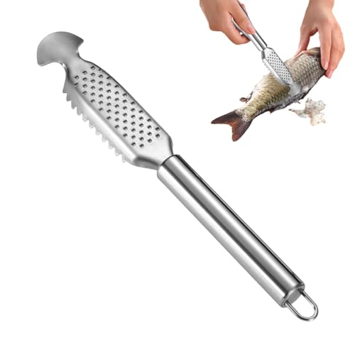 Zuasdvnk Strumento squamatore per pesci, squamatore per pesci - Raschietto per pelle di pesce in acciaio inossidabile con grattugia per | Strumento per la pulizia del pesce per chef e cuochi