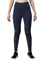 BLINKIN Stretch Fit Yoga Pants for Womenं & Tights for Women Workout with Mesh Insert (Criss-Cross_Color_Navy-Blue_Size_2XL)