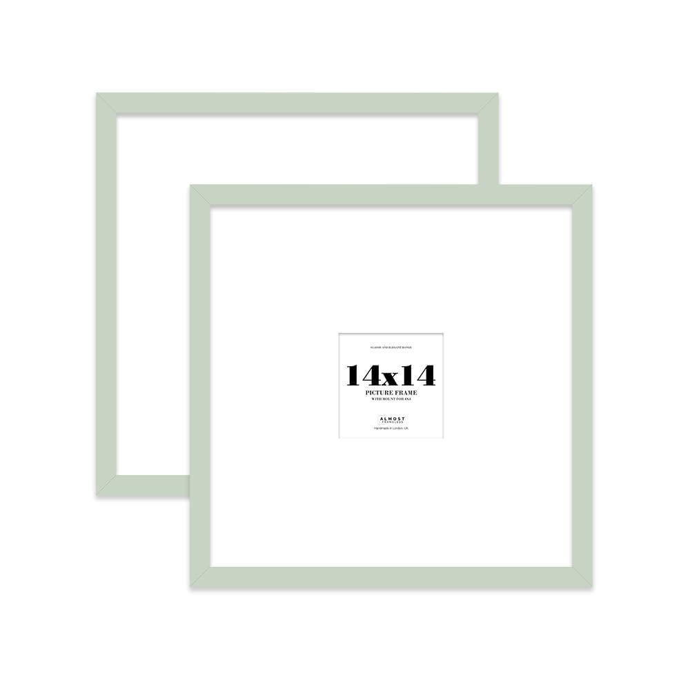 14x14 Mint Green Picture Frame with Large Mount for 4x4 Photos, Prints - Modern Square Wall Frame, Set of 2 โ image 1