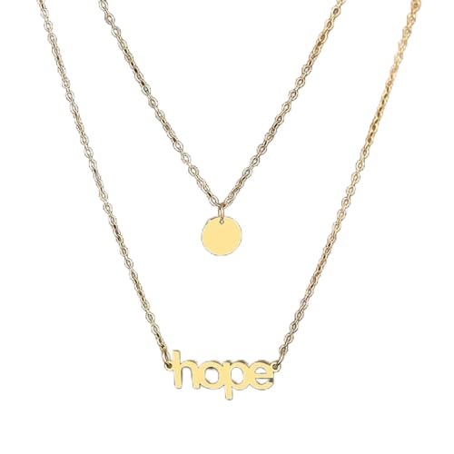 Colliers en acier inoxydable femme ras du cou tendance avec pendentifs ronds Hope