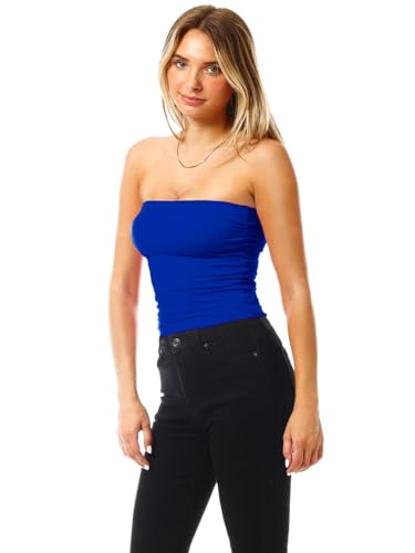 Image of MixMatchy Women's 3 Pack Tube Top Built-in Bra Strapless Ruched Bandeau