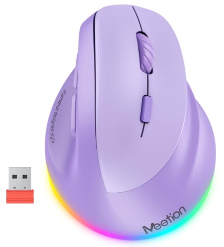 Image of MEETION Ergonomic Wireless Vertical Mouse, Rechargeable, Purple