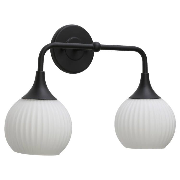 Image of Pathson 2-Lights Milky Globe Wall Sconce Light, Striped Glass Bathroom Wall Vanity Lamp for Mirror, Hardwired Vintage Wall Sconce Lighting for Wall Painting Living Room Bedroom Farmhouse