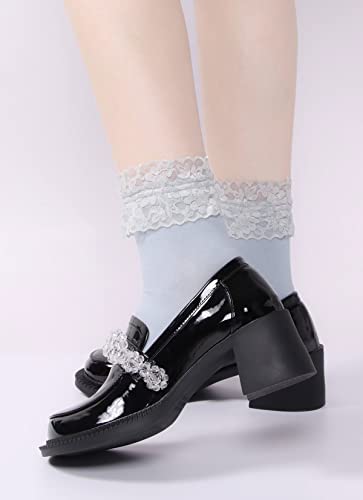 Image of Women Lace Ruffle Socks Fashion Fancy Lovely Girl Socks 3 Pairs
