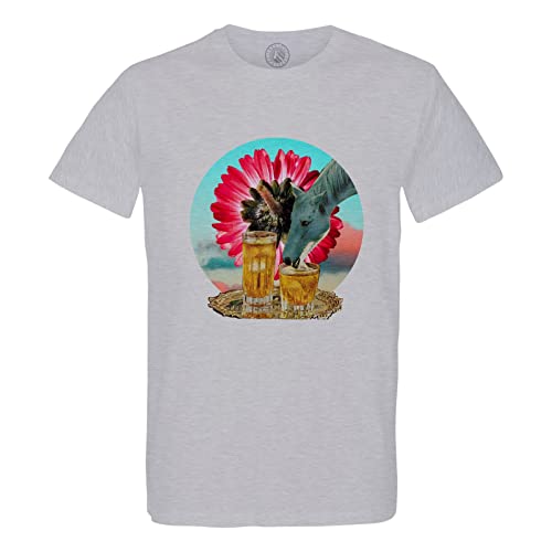T-shirt homme col rond en coton bio avec imprimé cheval vintage surrealiste