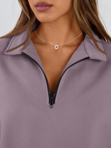 Image of Trendy Queen Women's Oversized Sweatshirts Half Quarter Zip Fleece Sweaters | Soft Cozy Zip Pullover, Comfort Warm Sweaters for Fall Winter, Fashion Mock Neck Outfits
