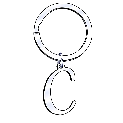 A B C D E F G H I J K L M N O P Q R S T U V W X Y Z Llavero de plata con letra del alfabeto, para mujeres y hombres, C, L