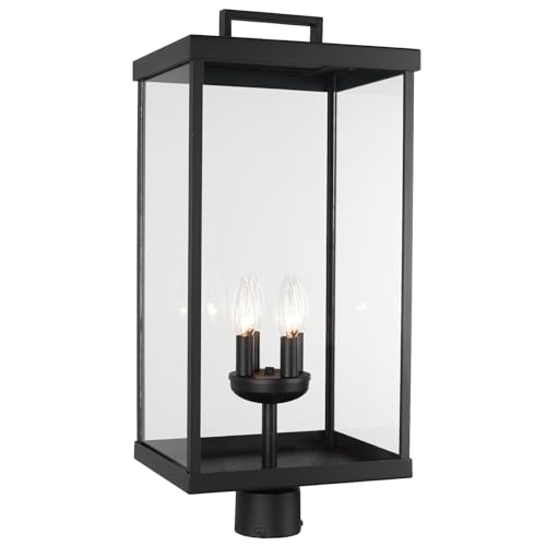 Goosebrite Outdoor Post Light Fixture, 25 Inch 4-Light Large Modern Exterior Post Lantern with Clear Glass, Black Outside Lamp Post, Outdoor Pole Lights for Yard Garden Patio Pathway by Goosebrite - Used condition - US$78.43