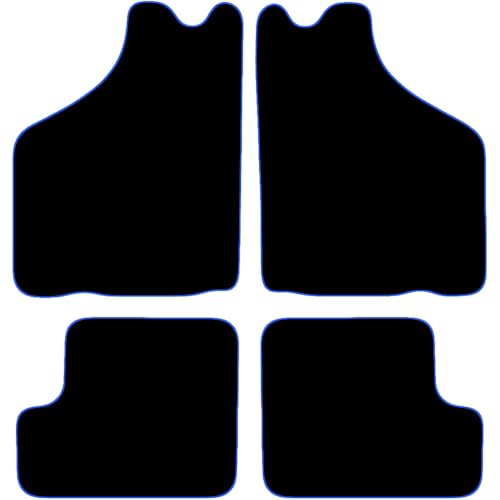 Carsio Carpet Car Mats For Classic Mini 1959-2000 Tailored Fit Floor Mat Set Complete Accessory Black Custom Fitted - All Weather, Anti-Slip Backing & Blue Trim