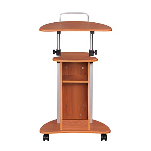 Adjustable Height Laptop Cart With Storage. Color: Woodgrain #TOP5