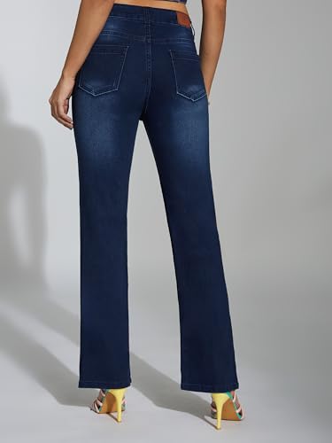 Image of Miss Chase Women's Skinny Fit High Rise Regular Length Stretchable Denim Jeans (MCSS25DEN82-81-354-38, Prussian Blue, 38)