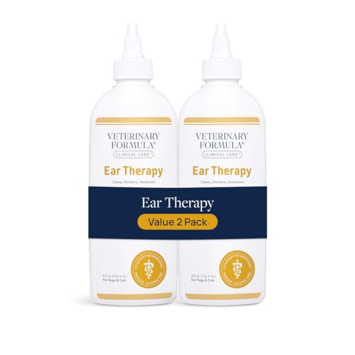 Image of Veterinary Formula Clinical Care Ear Therapy Ear Cleaner for Dogs and Cats, Alcohol Free Pet Ear Cleaning Solution, 2 Pack 8 oz Bottles