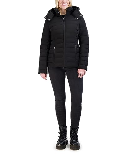 Nautica Women's Short Stretch Puffer Jacket with Fur Hood4