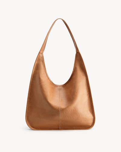 Image of NEWBELLA Hobo Purse, PU Leather Shoulder Bag, Tote Handbag for Work and Travel (Yellow)
