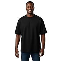 Camiseta Masculina Oversized, Manga Curta, Malha Pesada, Estilo Boxy, Preta (BR, Alfa, GG, Regular, Preto)