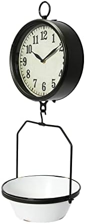 Creative Co-Op Decorative Vintage Reproduction Enameled Scale Wall Clock, White and Black