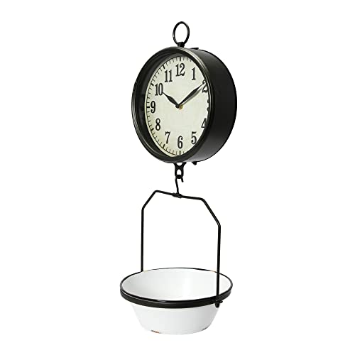 Creative Co-Op Decorative Vintage Reproduction Enameled Scale Wall Clock, White And Black #TOP28