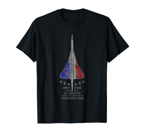 T-shirt AvgeekZone Supersonic Concorde T-Shirt Noir Casual Aviateur Unisex-Adultes S
