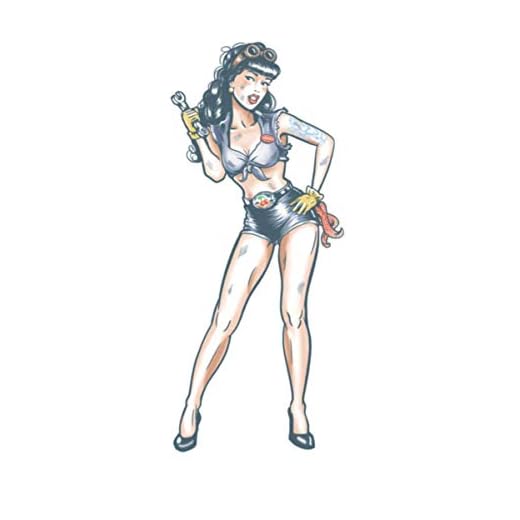 Horror-Shop Pin Up Pegamento Tatuaje Sexy Mecánico