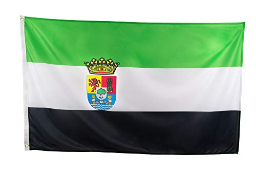 esvendio Bandera de Extremadura Grande de Tela Fuerte, Bandera Extremeña para Exterior 150x90 cm